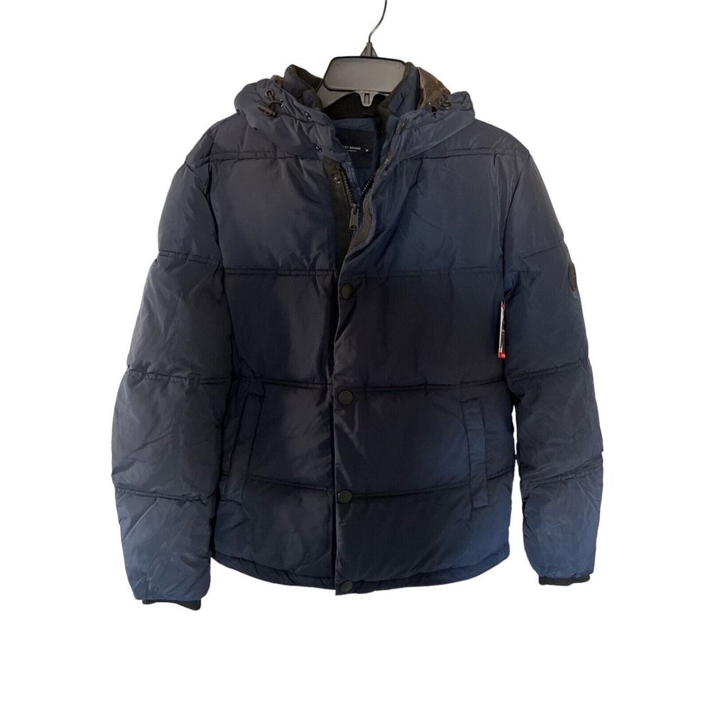 Lucky Brand Men's Navy Blue Puffer Full Zip Jacket with Hood Sz XSmall NWT
